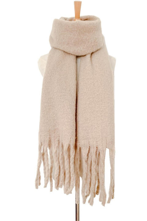 Fringe Detail Polyester Scarf