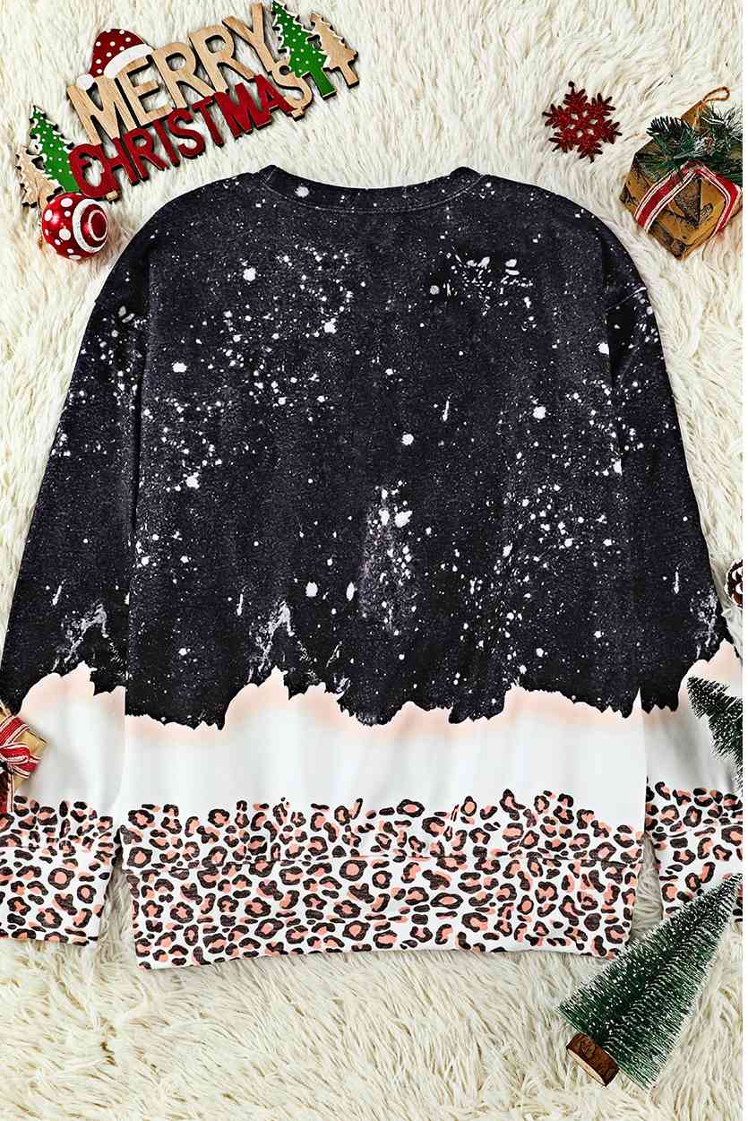 CHRISTMAS Graphic Leopard Sweatshirt